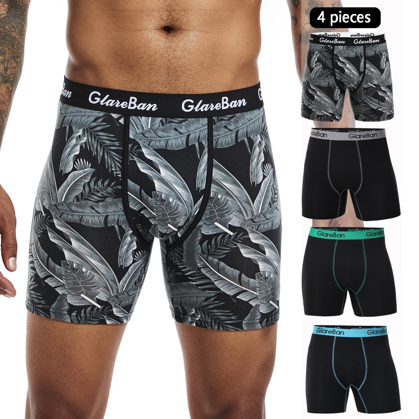 4pcs Set Mid-Long Boxer Shorts Men's Underwear Male Underpants for Men  Boxershorts Soft Brand Sexy