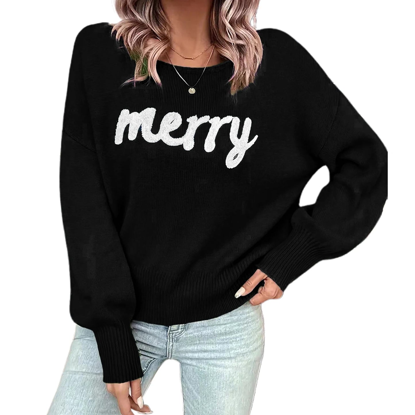 Christmas Women s Casual Sweaters with Holiday Pattern Cozy Long Sleeve Pullover Knitwear for Winter Street Style