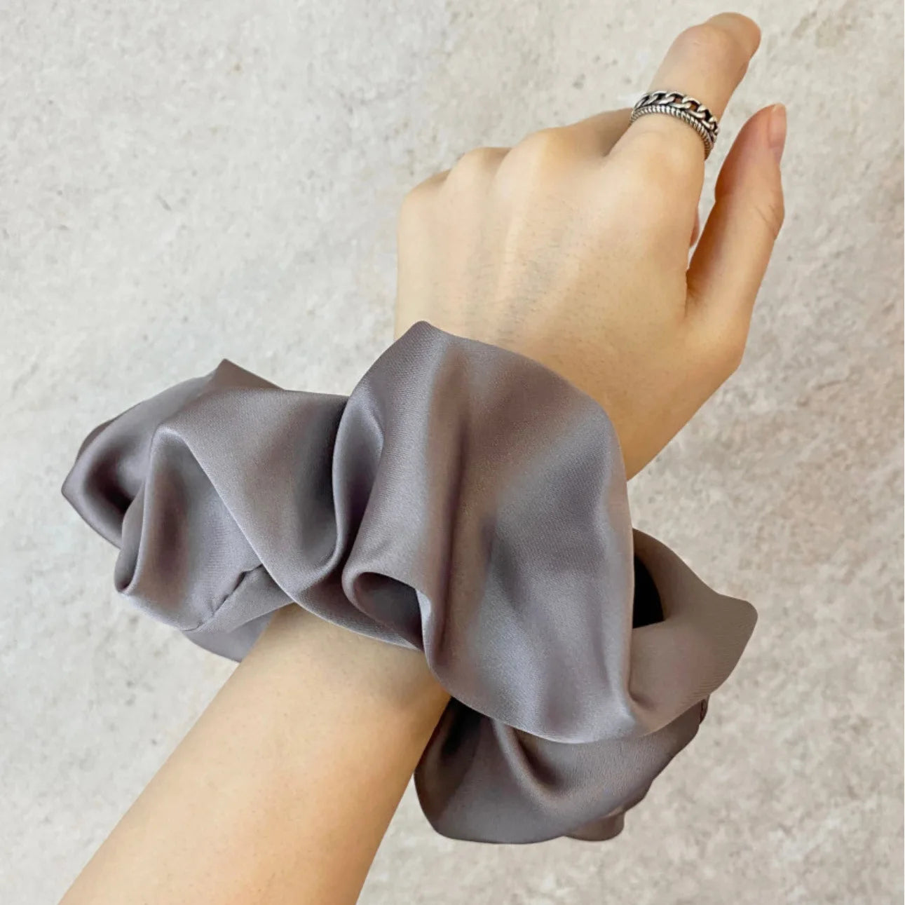 Fashion Oversized Silk Scrunchies for Women Chiffon Elastic Hair Ties Ponytail Holder Headwear