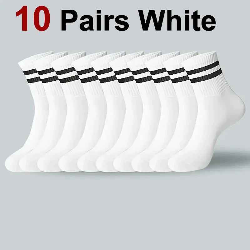 5/10/20 Pairs Neutral Solid Color Round Neck Socks Spring Summer Sweat Absorbing Breathable Soft Comfortable Couple Sports Socks