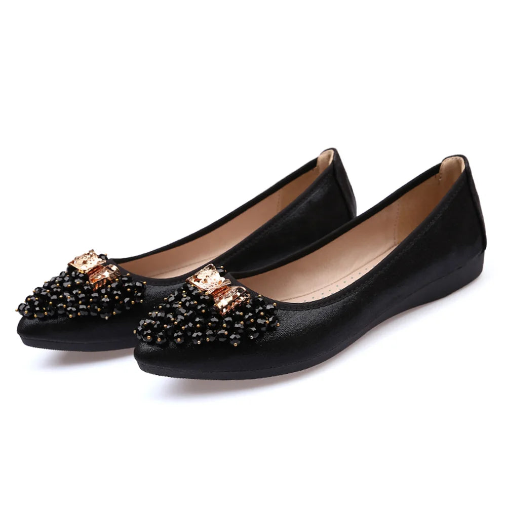 Ballet Flats Anti-Slip Bling Pointed Shoes Rhinestone Comfort Walking Flat Shoes