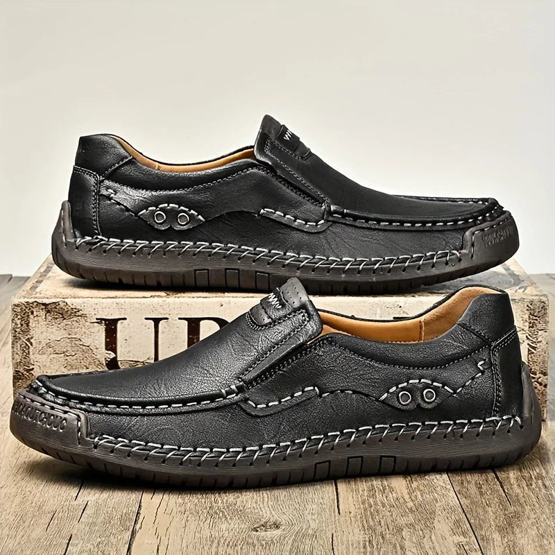 Men's Solid Color Loafers, Soft Bottom And Surface, Casual Breathable Versatile Dad Shoes, Slip-On Big Size Loafers For Men