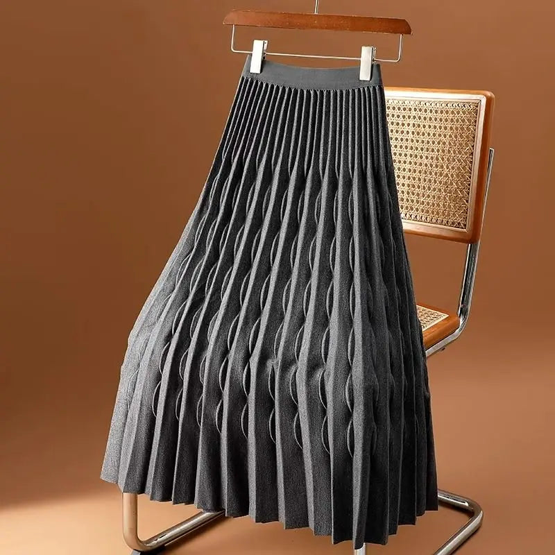 High Waist Loose Pleated  A-Line Skirt
