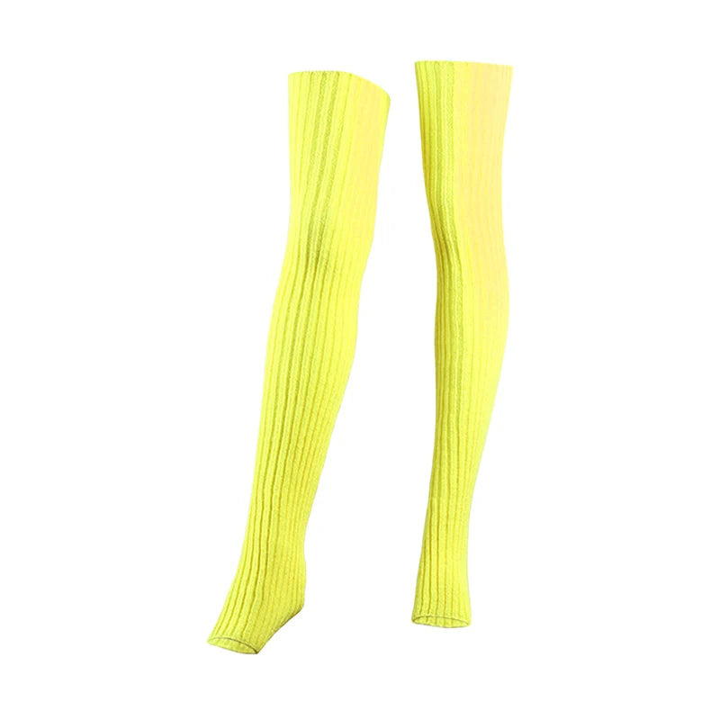 Cable Knit Over the Knee Leg Warmers Boot Socks with Open Toe for Yoga Dance Fitness