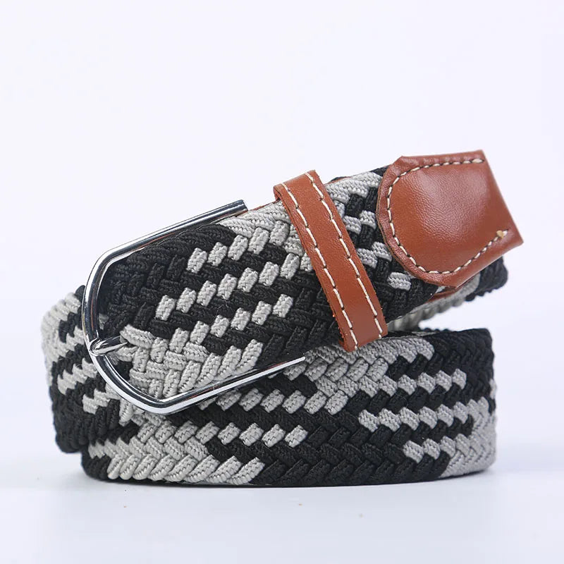 Casual Knitted Pin Buckle Belt Woven Canvas Elastic Expandable Braided Stretch Belts Women Jeans