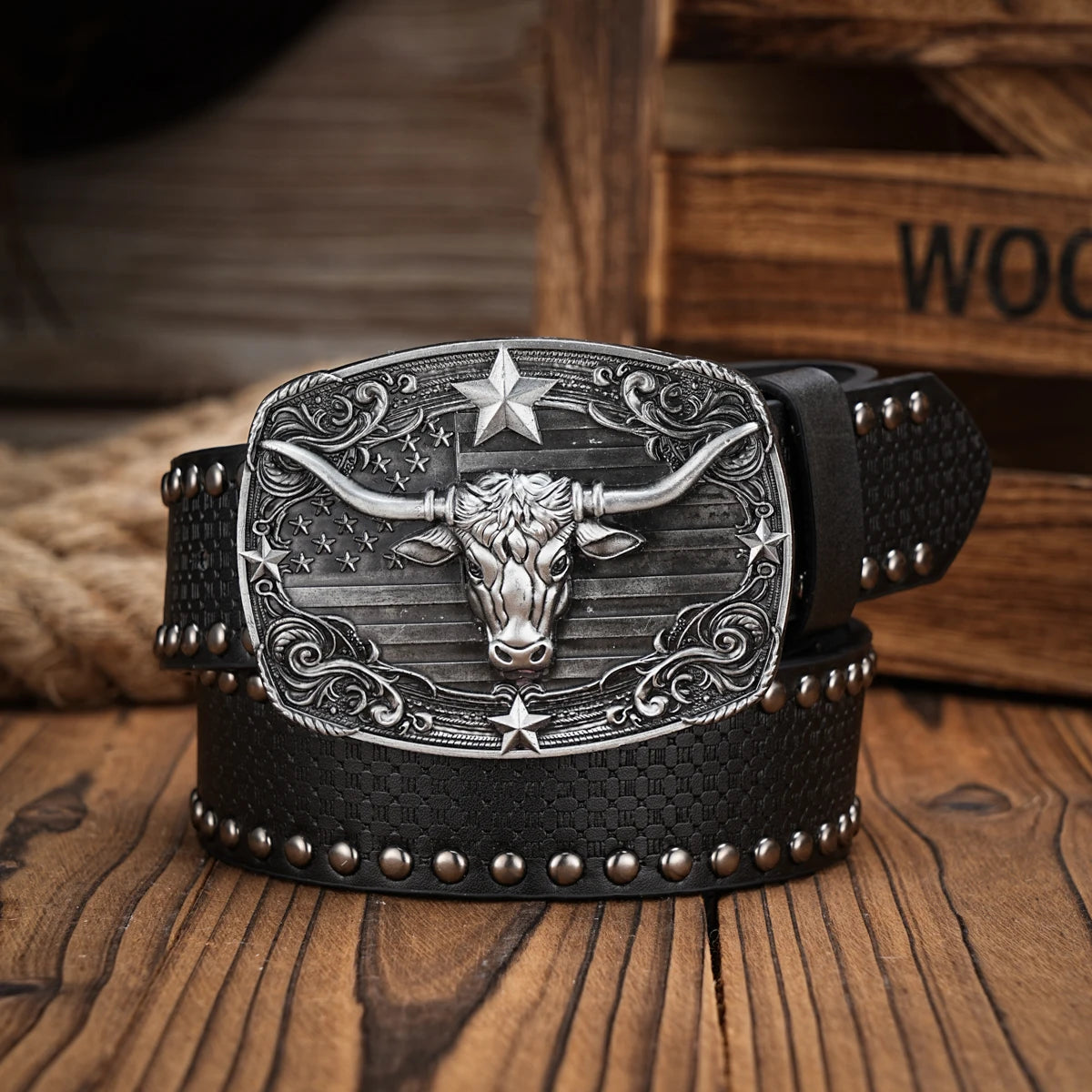 Men & Women-Western-Cowboy-PU Leather-Belts - Vintage Longhorn Belt Engraved Buckle Belt for Jeans