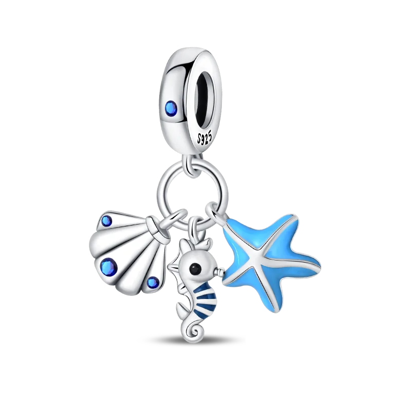 Luminous Ocean Series 925 Silver Turtle Charm Suitable for Pandora Bracelet