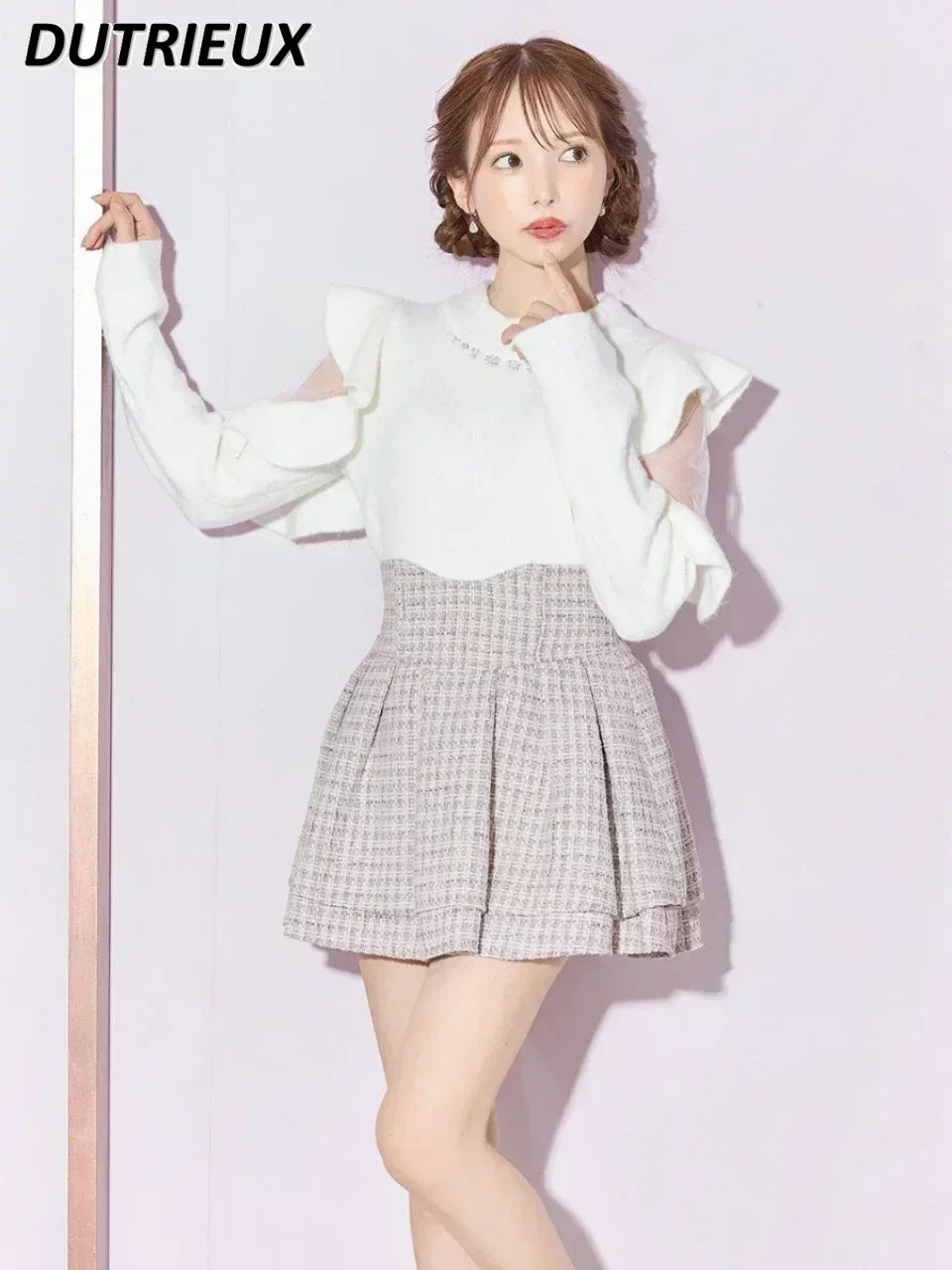 Ruffled Pleated   High Waist Slimming  Mini Skirt