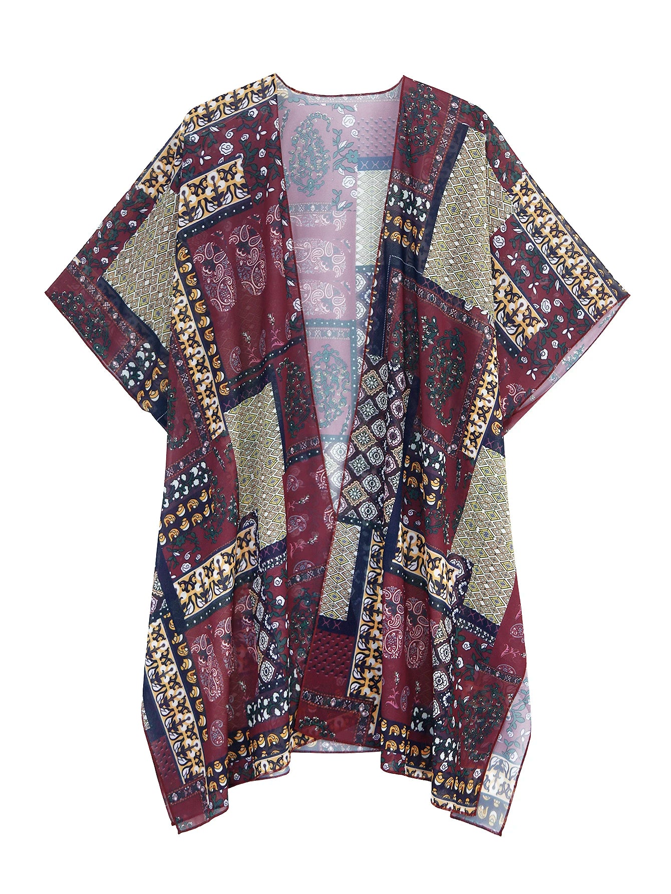 Beach Wear covered luxury women's social shirt fashion top 3D printed batwing sleeve chiffon kimono