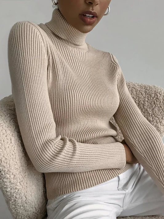 Women's Fall Turtleneck Sweater Knitted Soft Pullovers Cashmere Jumpers Basic Soft Sweaters For Women