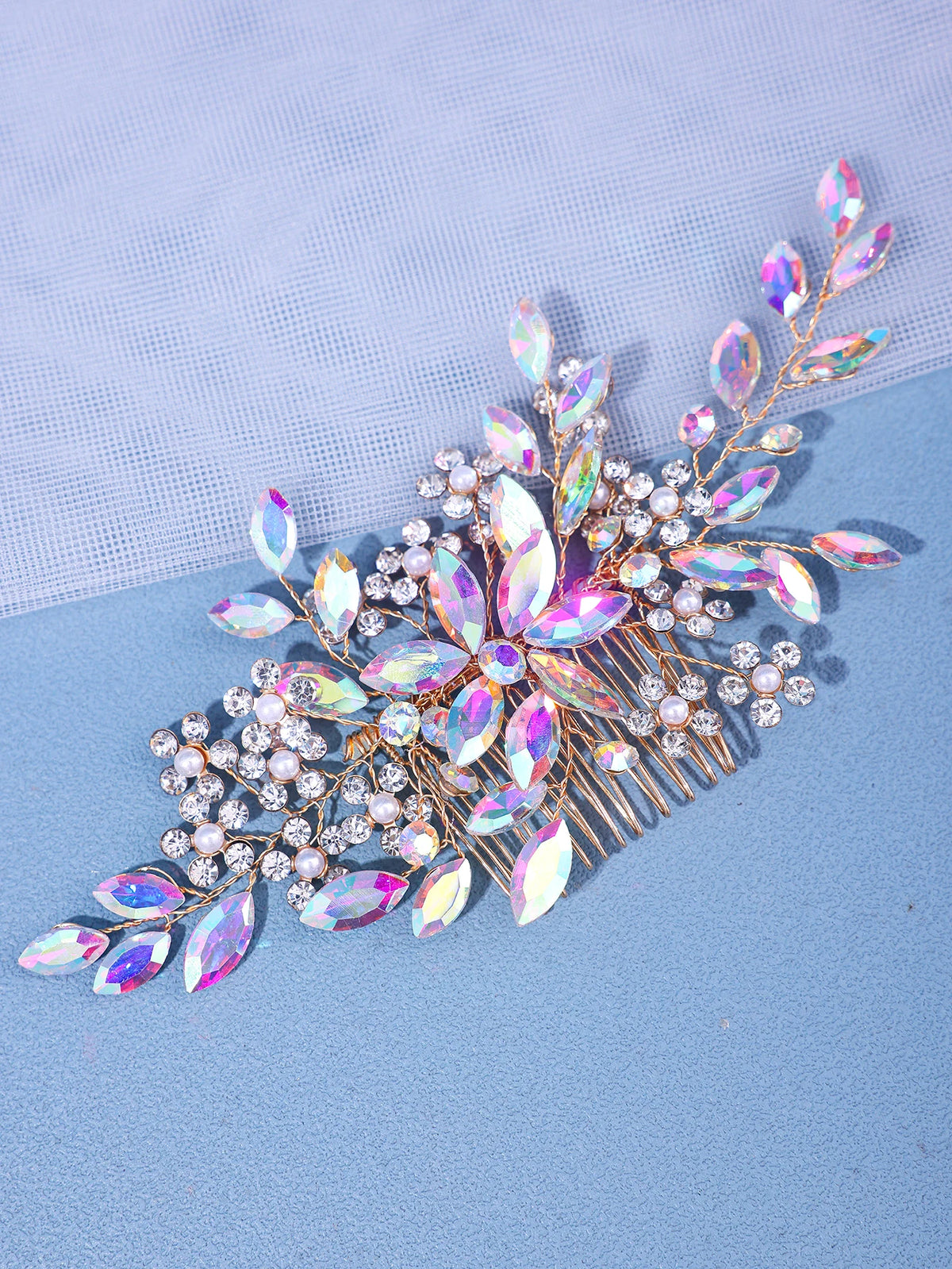 Pearl Crystal Flower Bridal Hair Combs Rhinestone Hair Jewelry Wedding Accessories Bridal Tiara Headband Prom Pearl Headwear