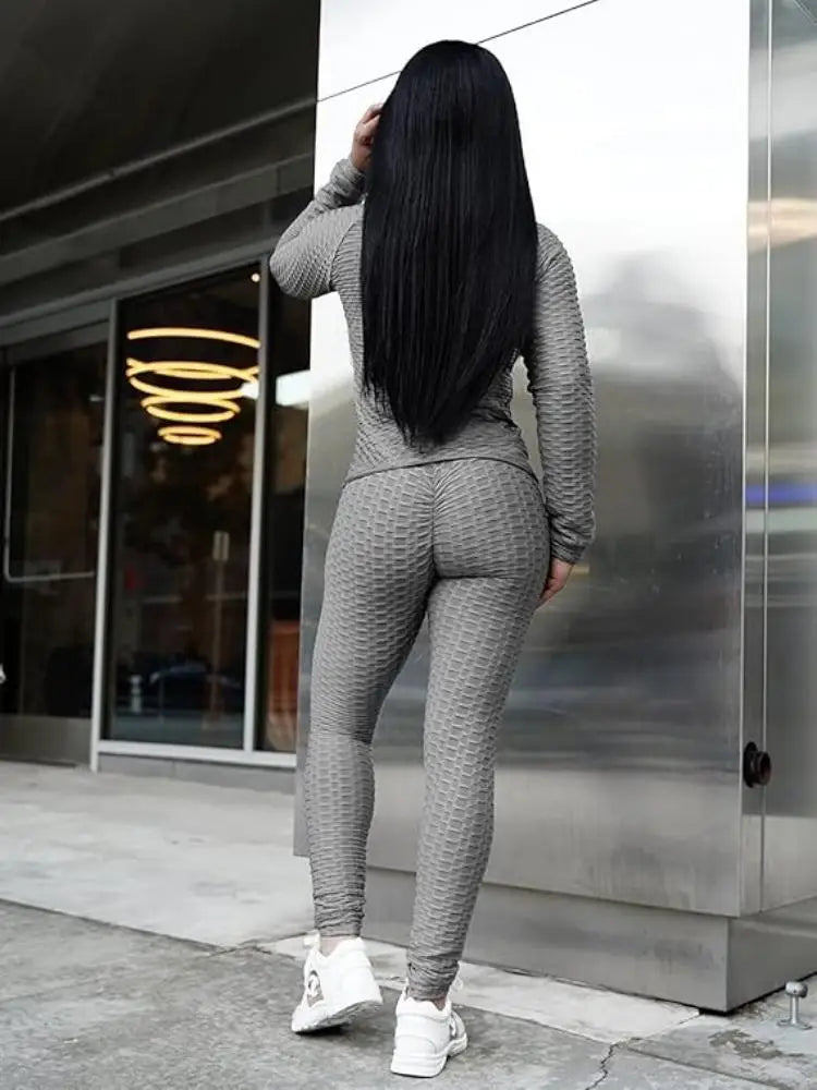 Women Two Piece Outfits  Long sleeve top Elastic waist bottom