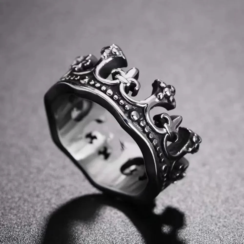 Classic Retro Crown King Ring Personalized Creative Fashion Trend  Ring Men and Women Niche Street Party Ring