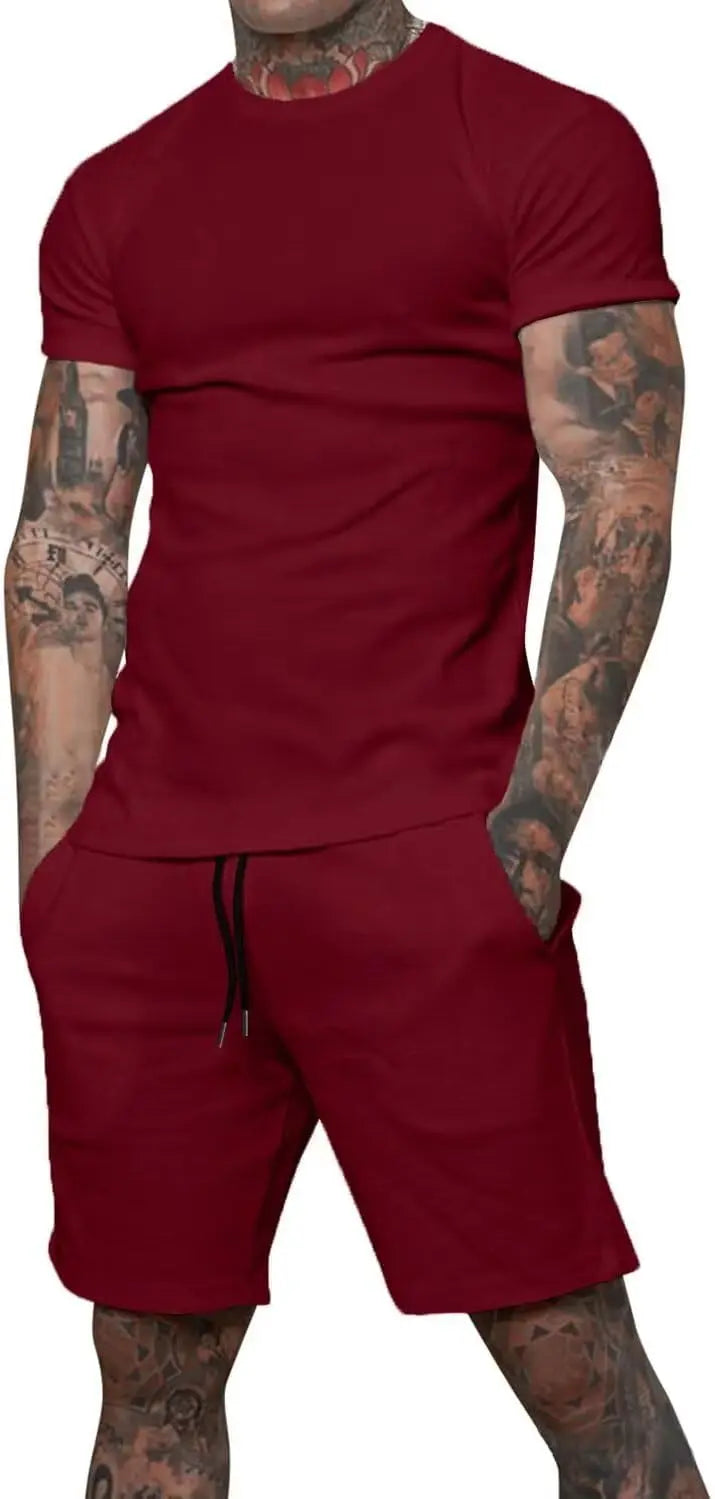 Boutique men's shorts suit 2 piece clothing fashion summer casual sportswear and shorts suit