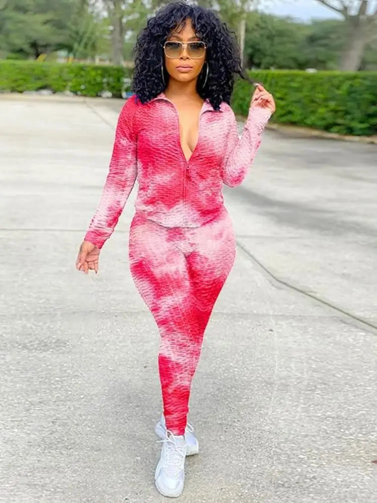 Women Two Piece Outfits  Long sleeve top Elastic waist bottom