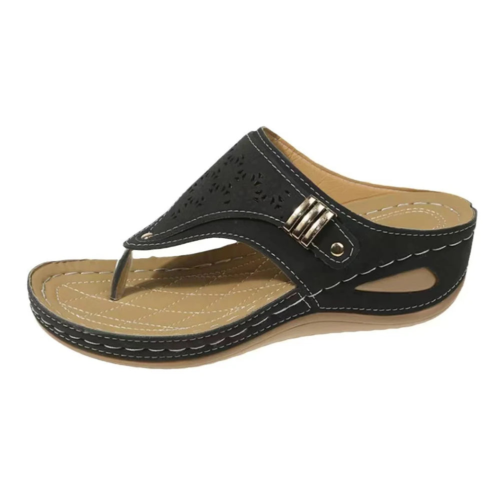 Women Orthopedic Sandals Casual Wedge Sandals Breathable Thick Sole Beach Shoes Comfortable Clip Toe Sandals for Outdoor Travel