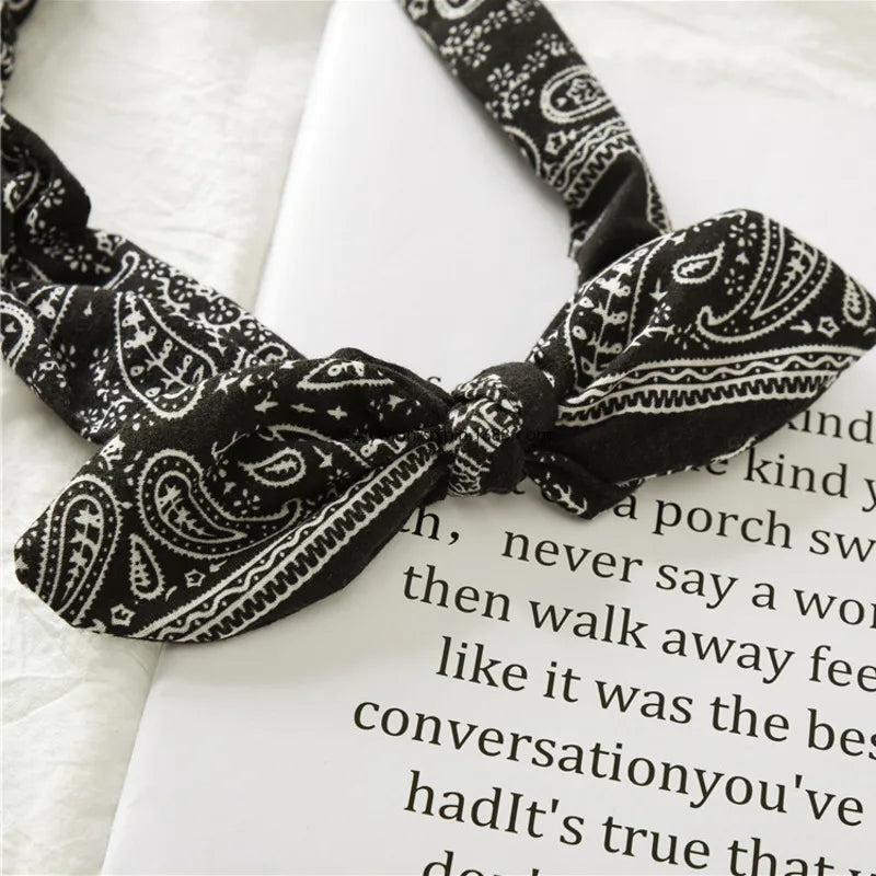 Boho Women Soft Solid Print Headbands Vintage Cross Knot Elastic Hairbands Turban Bandanas Hair Bands Hair Accessories
