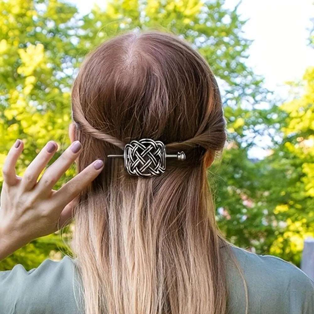 5 Pcs Viking Celtic Long Hair Clips - Vintage Silver Celtic Knot Hair Stick