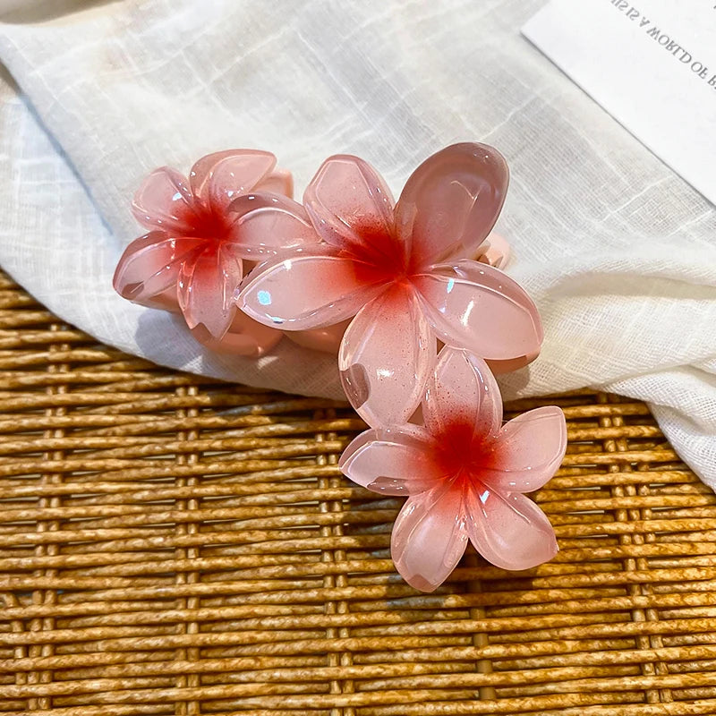 Sunflower Shark Clip Sweet Gradient Flower Grab Clip Ponytail Braid Hair Clip Beach Vacation Hairstyles