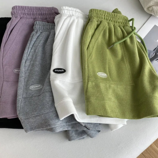 Women's comfortable loose wide-legged drawstring pants Slim Waist Slim fit casual home versatile sports shorts