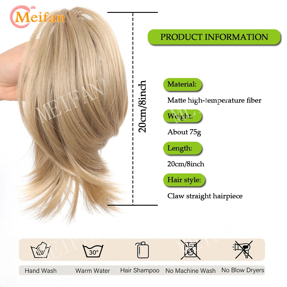 Synthetic Straight Claw Clip Chignon Fluffy Donut Messy Hair Bun Clip in Hairtail Extensions Natural Hairpieces for Women