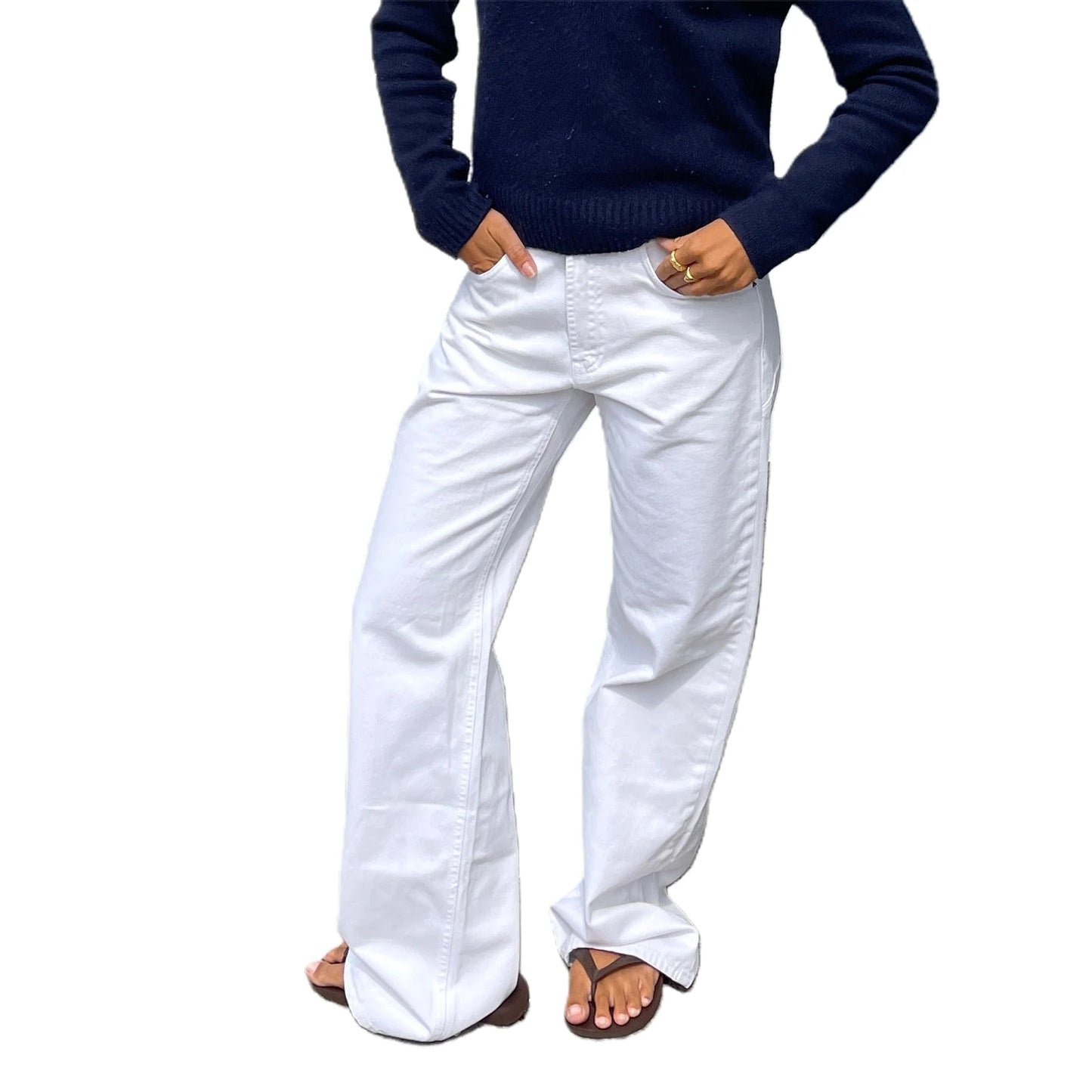Women s Stylish Star Print Loose Denim Jeans for Spring and Fall - Casual Low Waist Trousers with a Fashionable Twist