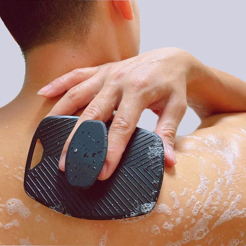 1/2pcs Soft Silicone Exfoliating Bath Brush With No Slip Handle Body Massages Skin Scrubber