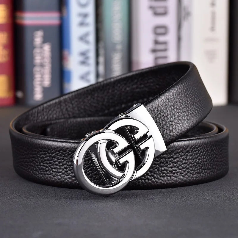 Designer fashion automatic buckle jeans high-quality material belt