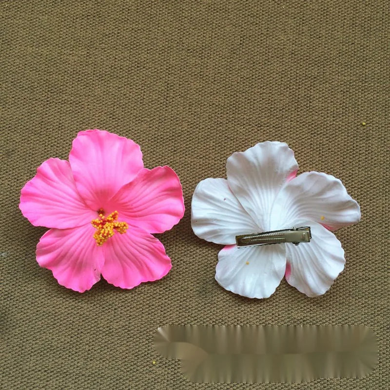 Bohemian Style Hibiscus Flower Sweet Seaside Beach Resort Style Egg Flower Hair Clip For Women
