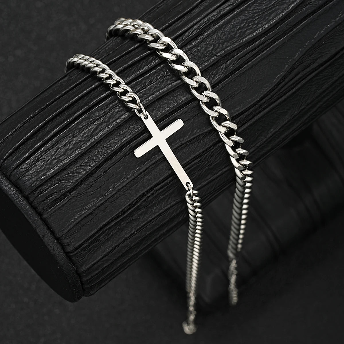 Stainless Steel Cross Cuban Chain Bracelet Set for Men  Snake Chain Bracelets Fashion Unisex Jewelry Gifts