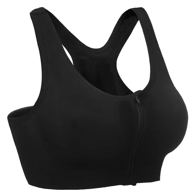 Sports Top Yoga Bra Shockproof Gym  Front Zipper  Push Up