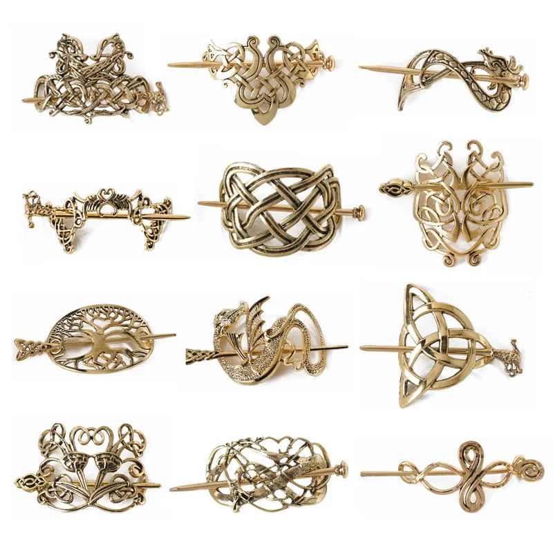 Women Celtic Hair Slide Hairpins Viking Celtic Hair Clips Celtic Knot Hair Stick Metal Hair Barrette Hair Pin Retro Hair Accessories