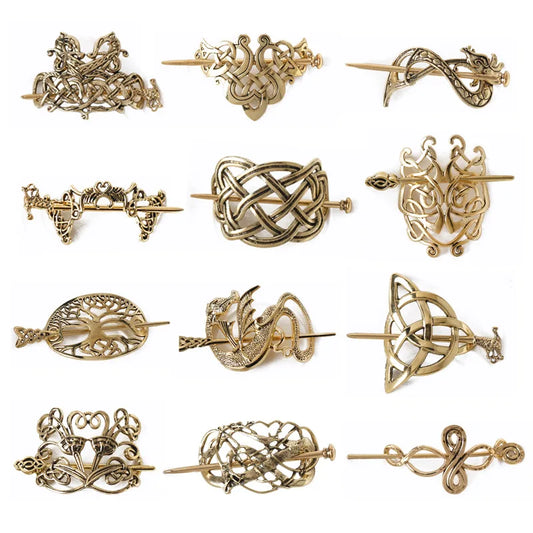 Women Celtic Hair Slide Hairpins Viking Celtic Hair Clips Celtic Knot Hair Stick Metal Hair Barrette Hair Pin Retro Hair Accessories