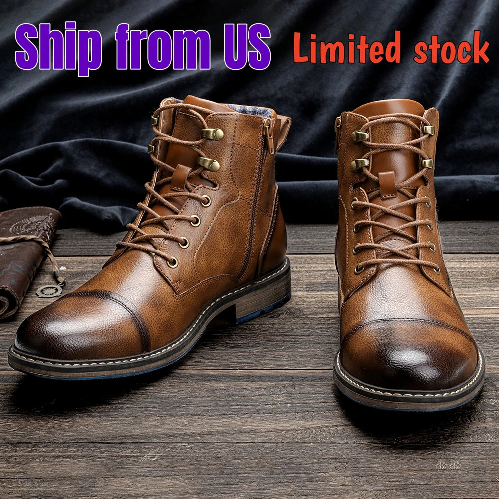 Spring Leather Boots with Zipper Classical Men Boots 2025 Fashion Comfortable Ankle Boots