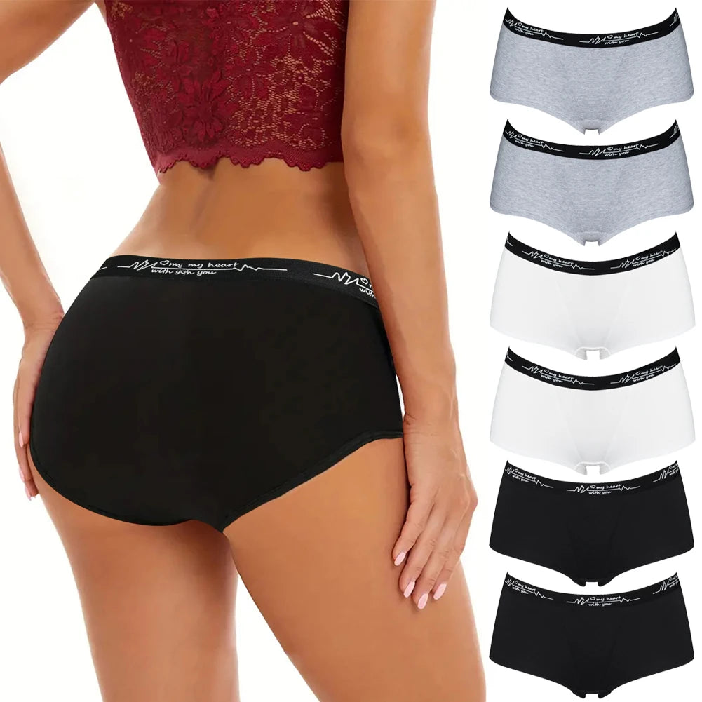 6 Pcs Cotton Boyshort Underwear  Cute Boxer Briefs Panties