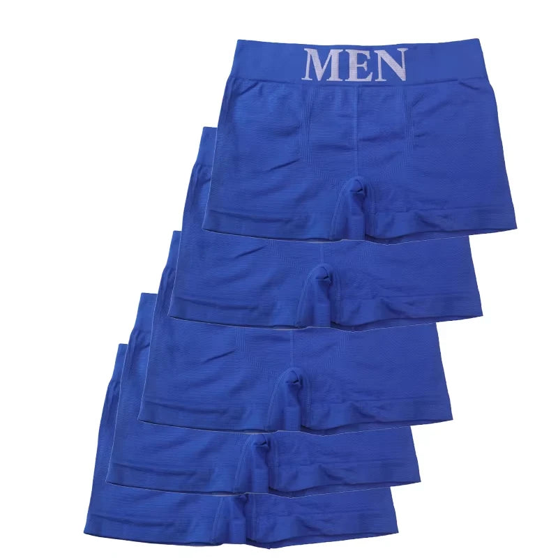 5 Pcs Thin Style Men's High Elastic Plain Color Comfortable Boxer Briefs Panties Breathable