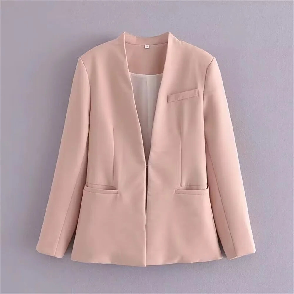 Casual Women's Wear Simple Fashion Solid Color Suit Top Straight Pants Set Two Piece Set Blazer Pants