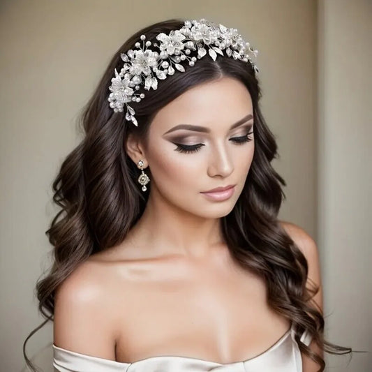1Pcs Boho Style Handmade Faux Pearl Headwear Flower Shaped Hair Accessories