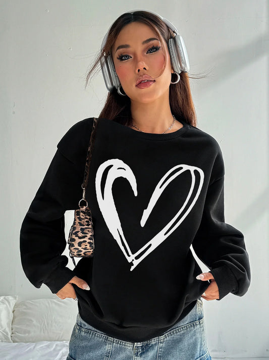 Long Sleeved Women Tops Fashion T-shirt Tee Casual Printing Pullover