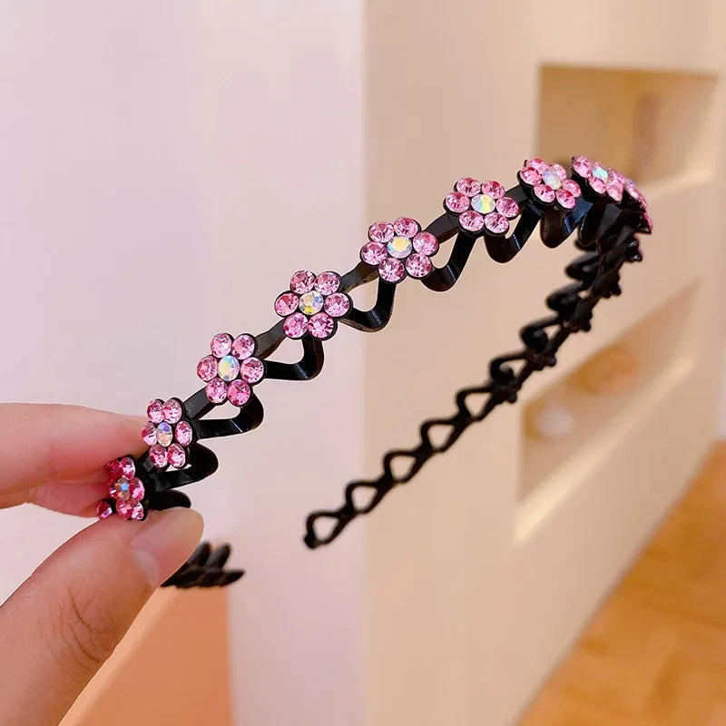 Non-slip Rhinestone Headbands Solid Wave Hairbands for Women Bezel Fashion Hair Hoop Ladies Boutique Hair Accessories