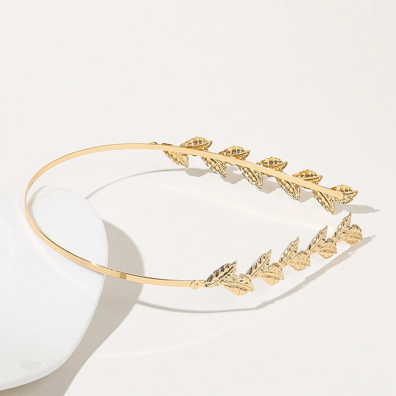 Gold Color Leaf Headband Headpiece Crown Tiara Headdress Goddess Greek Head Jewelry