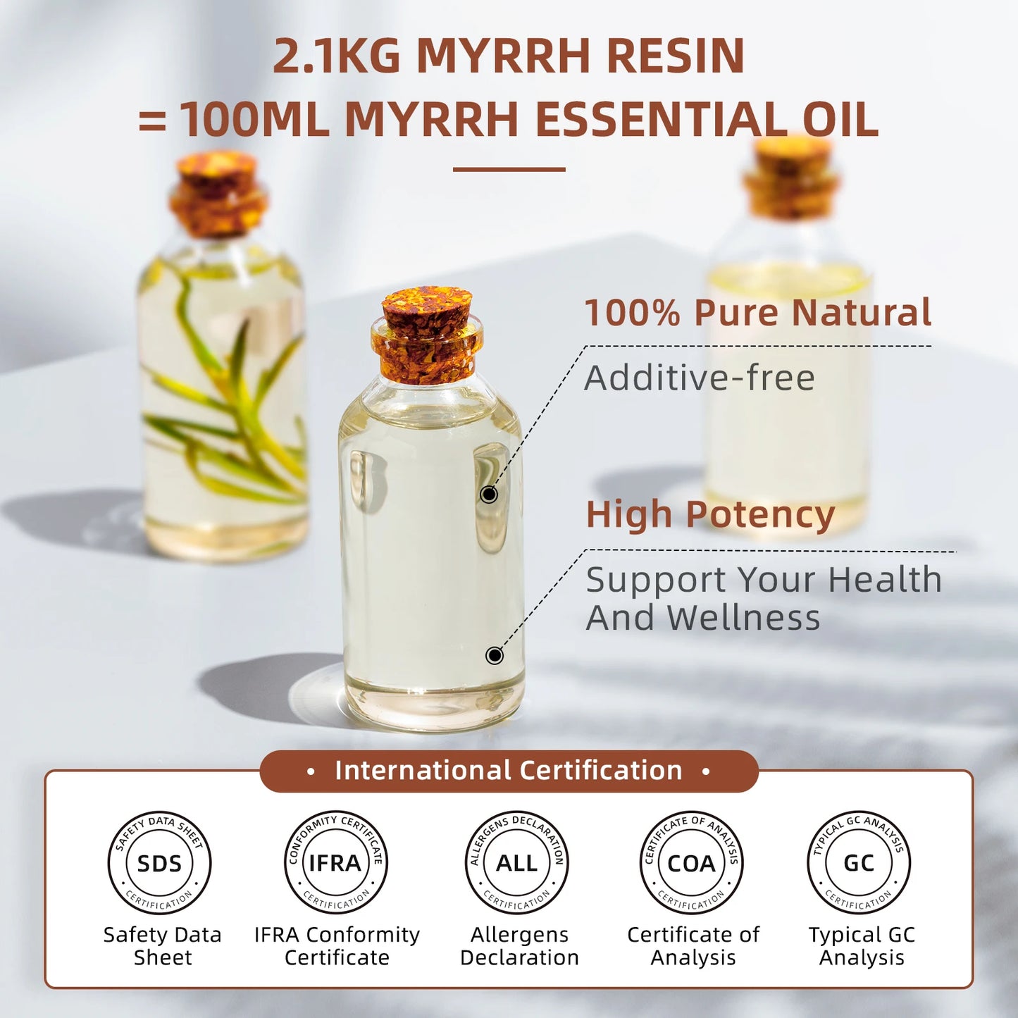 100ML Myrrh Essential Oils,100% Pure Nature for Aromatherapy, Diffuser, Humidifier, Massage, Relieving Stress, Fragrance
