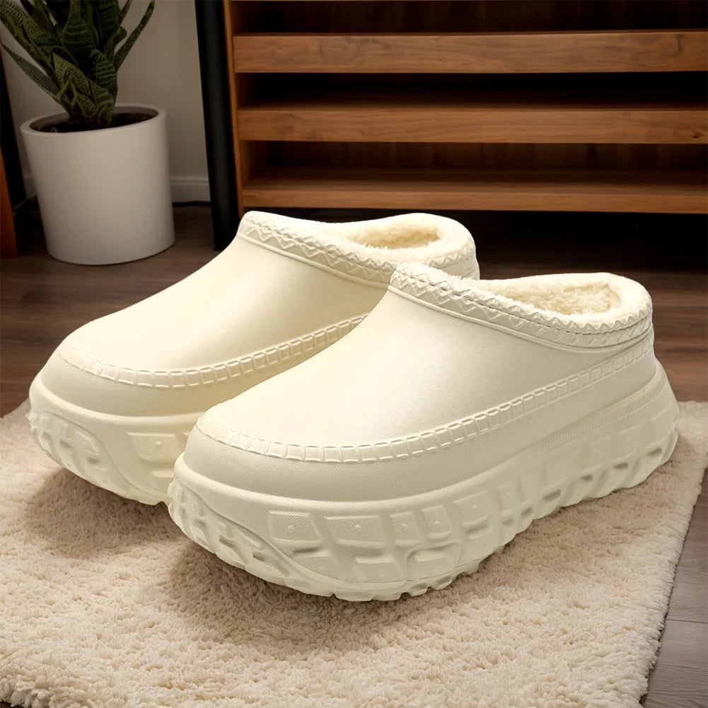 Anti-Slip Platform Slippers Fur Lining House Shoes Warm Comfy Slippers for Indoor & Outdoor