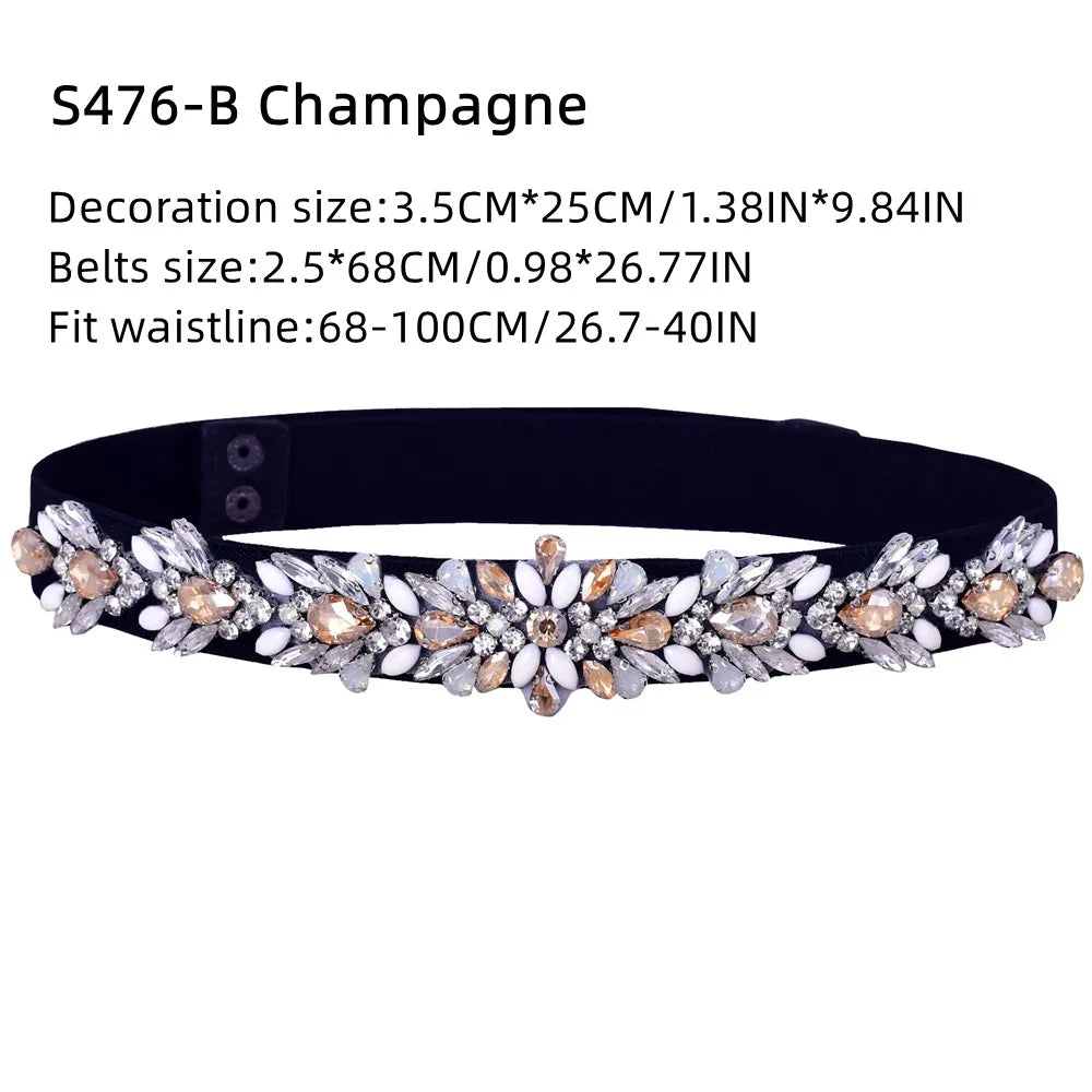 Elastic Belt Fashion Sparkly Rhinestone Stretch Waistband