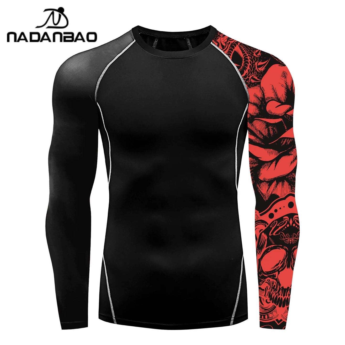 Nadanbao Quick Drying Long Sleeve Surfing Wetsuit for Men Gym Shirts Fitness T-Shirt Summer Swimwear Swimming Top Male Clothes