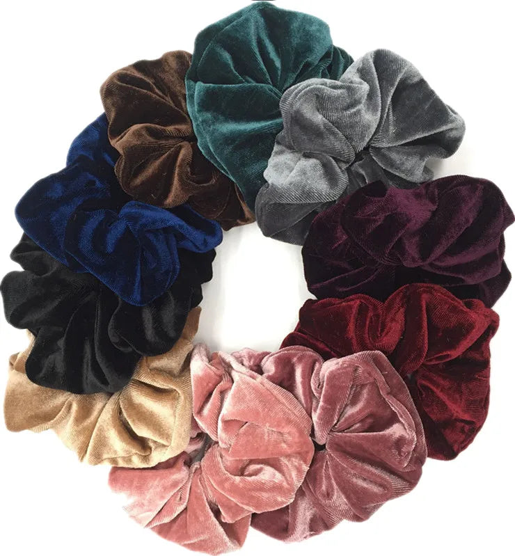 10/6/1pc hair scrunchies headband women ties velvet solid color Black set pack