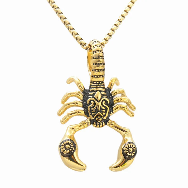 Creative Design Animal Scorpion Pendant Necklace Men Women Stainless Steel Punk Hip Hop Necklace Jewelry