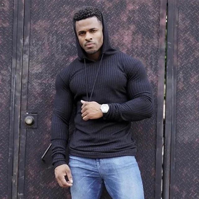 Spring Fashion Hooded Sweaters Men Casual Turtleneck Sweaters Slim Fit Sports Pullover