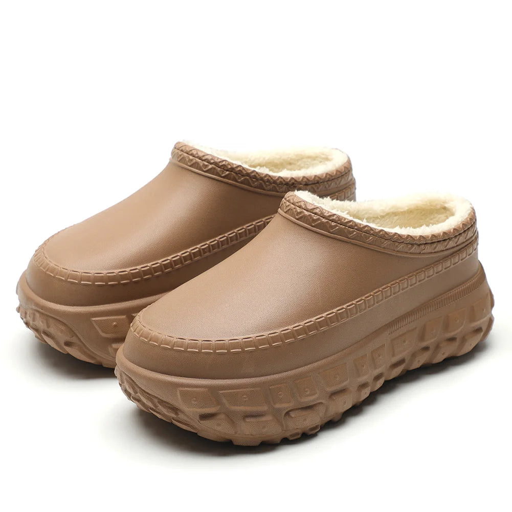 Anti-Slip Platform Slippers Fur Lining House Shoes Warm Comfy Slippers for Indoor & Outdoor