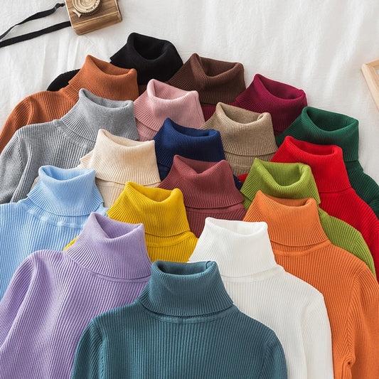 Women's Turtleneck Sweater Knitted Soft Pullovers cashmere Jumpers Basic Solid Soft Sweaters Women Autumn Winter Casual Top